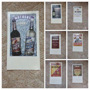 7 Liquor Marketing Ads Laminated Label Posters 11"x17" Mcadams Rondia KarKov Pet